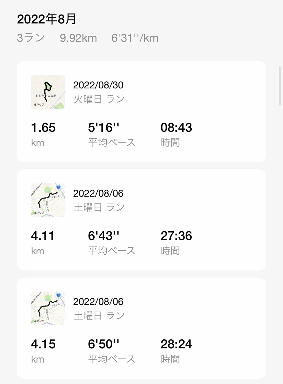 2022年9月の練習ログ
