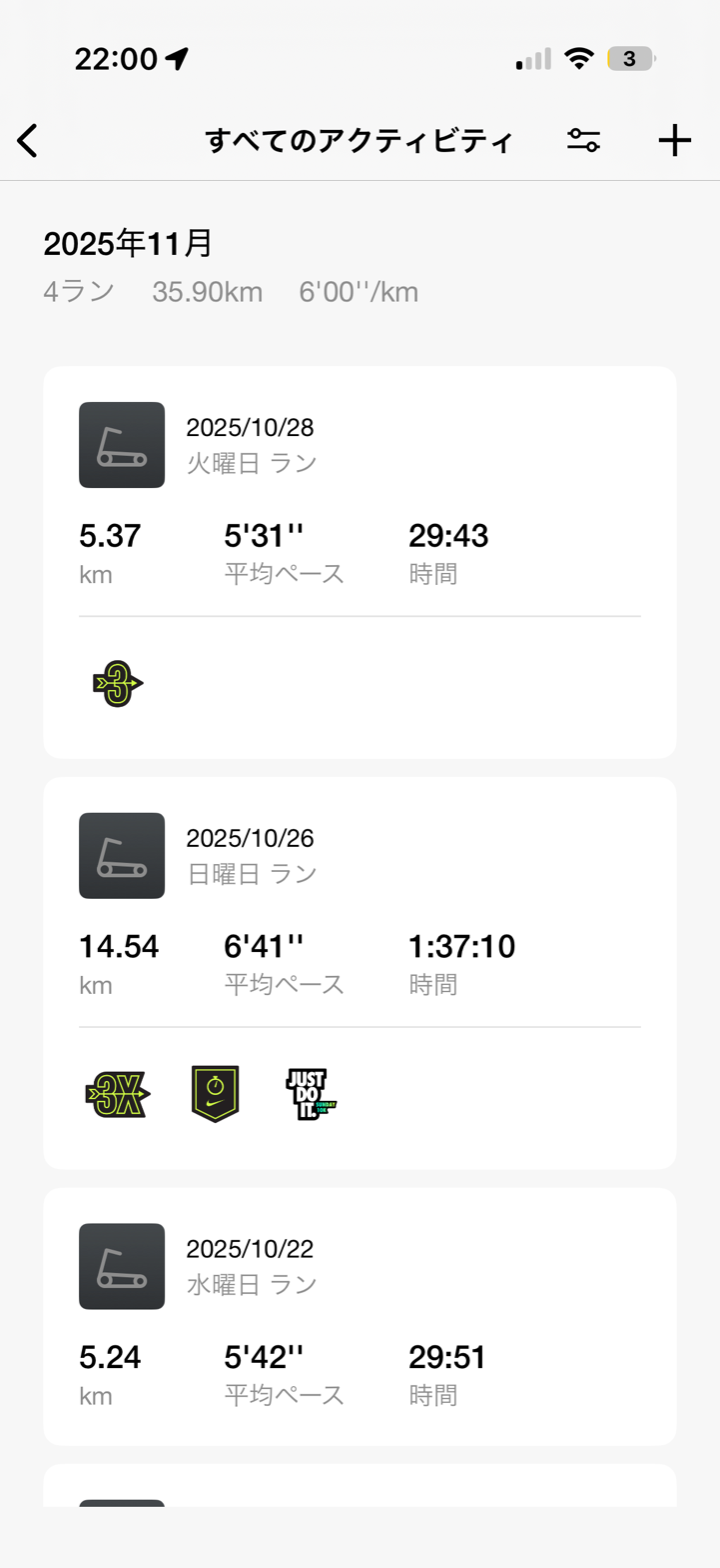 2025年11月の練習ログ